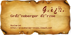 Grünsberger Örzse névjegykártya